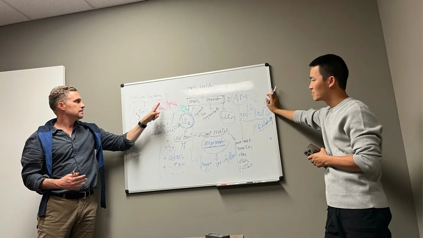 Onos team discussing operations in California
